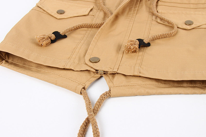 Kids winter hooded canvas jacket