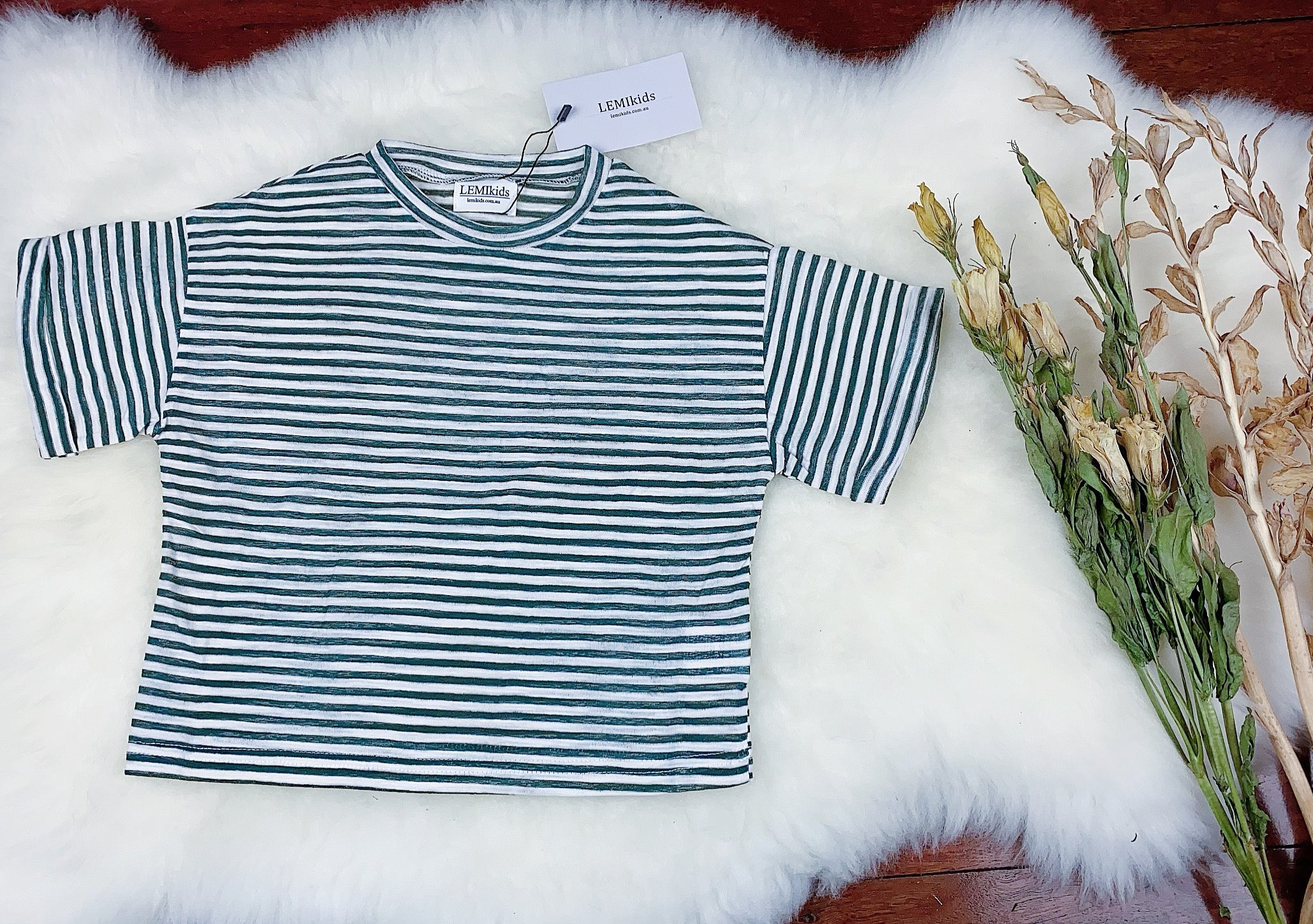 Midnight green striped top