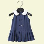 Load image into Gallery viewer, Baby Girl Peter Pan Collar Pleated Sleeveless Dress
