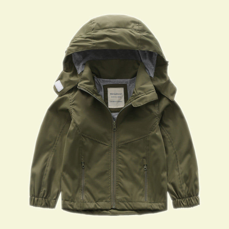 Meanbear Water Resistant Windbreaker With Detachable hood