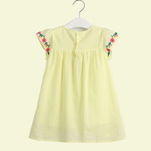 Girls Embroidered Floral Smock Dress