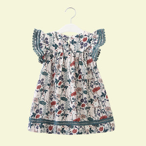 Girls Flutter Sleeve Floral Dress