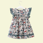 Load image into Gallery viewer, Girls Flutter Sleeve Floral Dress
