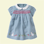 Load image into Gallery viewer, Girls Polka Dot Embroidered  Smock Dress
