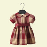 Load image into Gallery viewer, Girls Red Plaid Dress with Satin Belt
