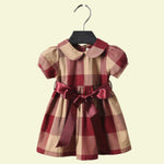 Load image into Gallery viewer, Girls Red Plaid Dress with Satin Belt
