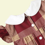 Load image into Gallery viewer, Sleeveless Red Peterpan Collar Tartan Dress With Frill Detail
