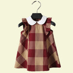 Load image into Gallery viewer, Sleeveless Red Peterpan Collar Tartan Dress With Frill Detail
