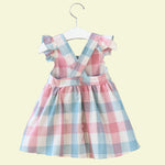 Load image into Gallery viewer, Girls Flutter Sleeve Plaid Dress
