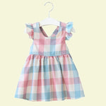 Load image into Gallery viewer, Girls Flutter Sleeve Plaid Dress
