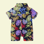 Load image into Gallery viewer, Black Hawaiian Floral Romper
