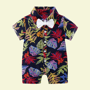 Black Hawaiian Floral Romper