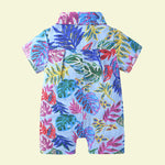 Load image into Gallery viewer, Blue Hawaiian Floral Romper
