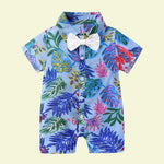 Load image into Gallery viewer, Blue Hawaiian Floral Romper
