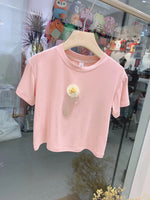 Load image into Gallery viewer, Pink embroidery daisy t-shirt
