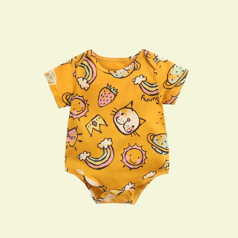 Infant Rainbow Cat Print Romper