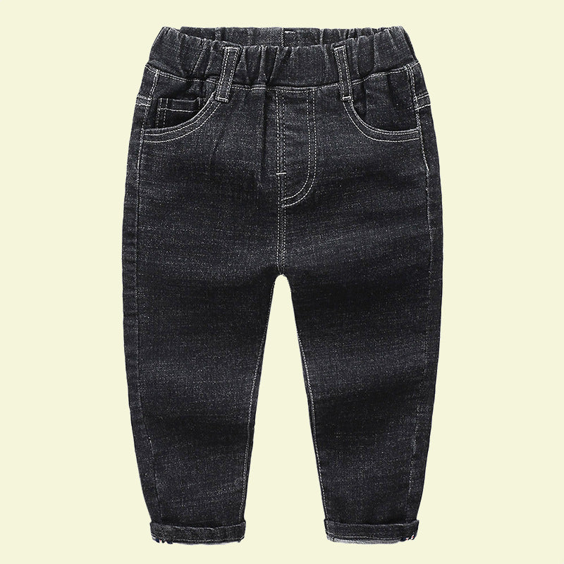 Kids Black Elastic Waist Stretch Jeans