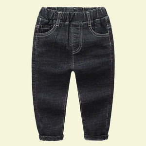 Kids Black Elastic Waist Stretch Jeans