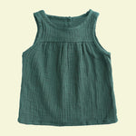 Load image into Gallery viewer, Kids Green Sleeveless Cotton Linen Blouse
