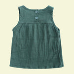 Load image into Gallery viewer, Kids Green Sleeveless Cotton Linen Blouse
