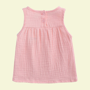 Kids Pink Sleeveless Cotton Linen Blouse