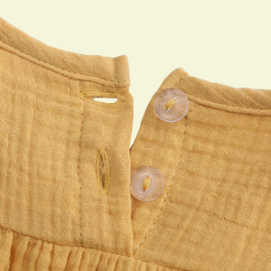 Kids Yellow Sleeveless Cotton Linen Blouse