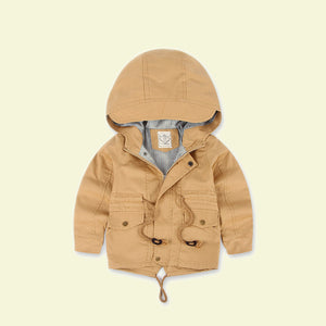 Kids winter hooded canvas jacket