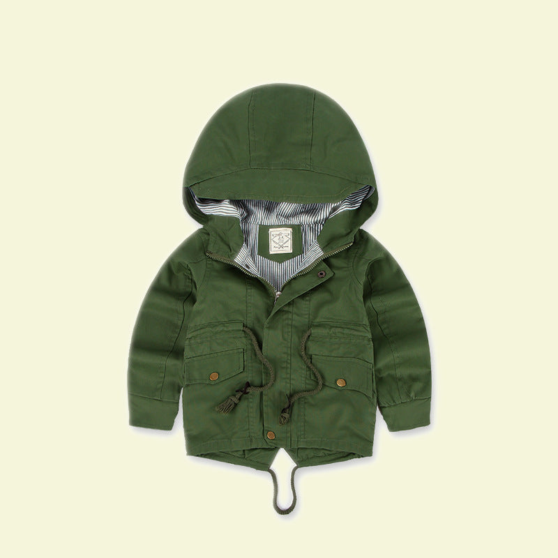 Kids winter hooded canvas jacket