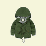 Load image into Gallery viewer, Kids winter hooded canvas jacket
