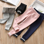 Load image into Gallery viewer, Girls fleece lined ruffled hem leggings
