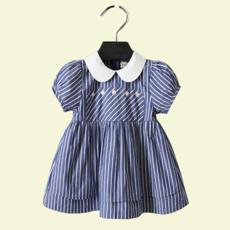 Striped Peterpan Collar Baby Dress