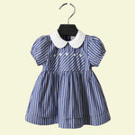 Load image into Gallery viewer, Striped Peterpan Collar Baby Dress
