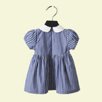 Load image into Gallery viewer, Striped Peterpan Collar Baby Dress
