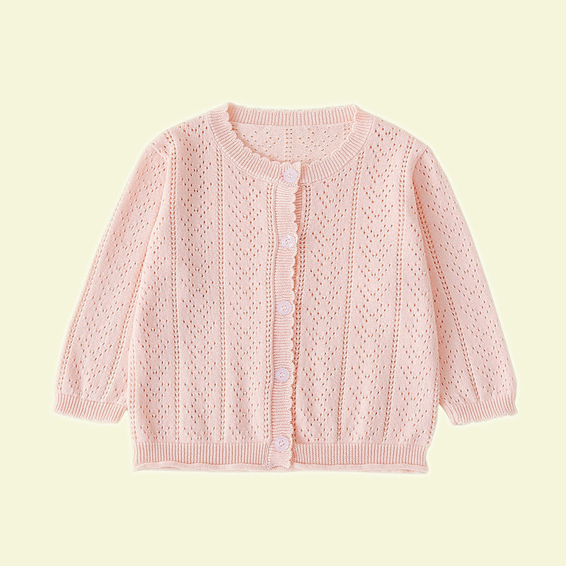 Kids round neck knitted cardigan