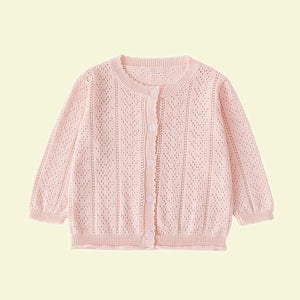 Kids round neck knitted cardigan